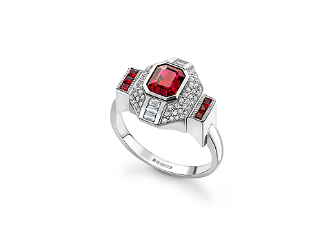 Emerald Cut Ruby Engagement Ring