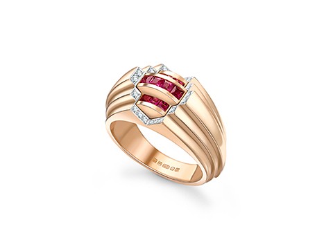 Pink sapphire stepped ring